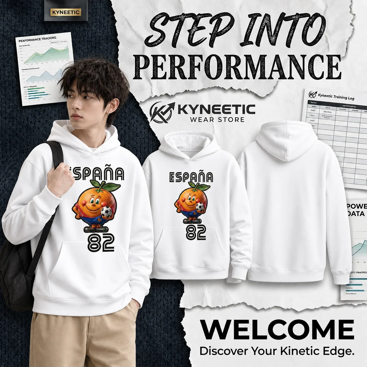 Retro Soccer Parent-Child Fruit Orange Graphic Long Sleeve Hooded Sweatshirt Vintage Sports Pullover Thanksgiving Fashion Tops