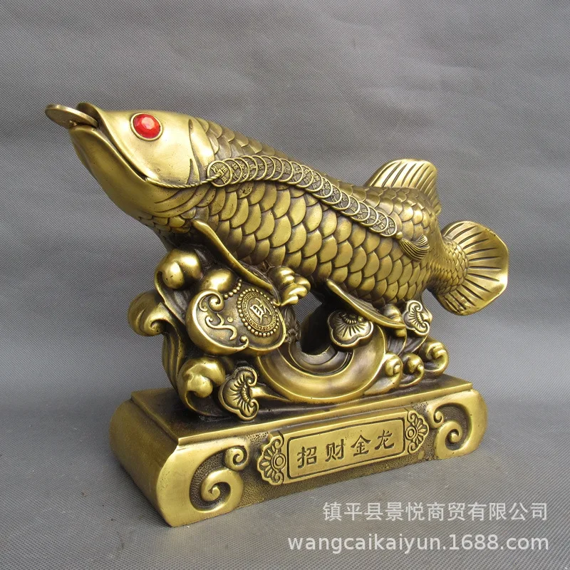 Copper fish ornaments, copper gold dragon fish ornaments, carp figurines, auspicious fish for good fortune every year, home deco