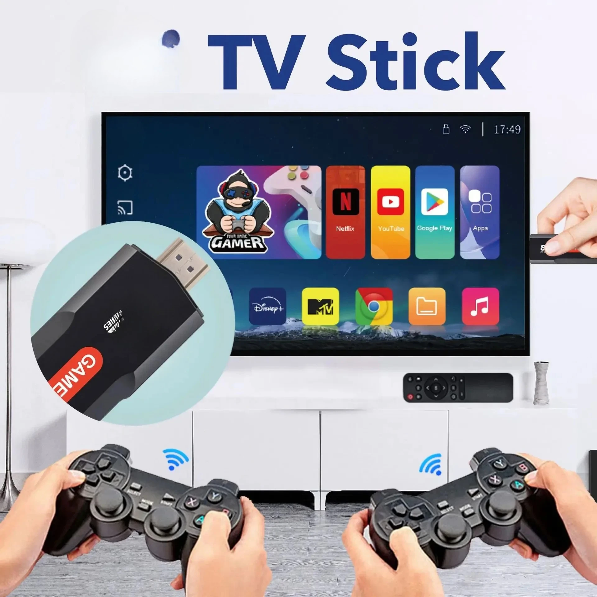 

Q9 USB 2.0 Dual System Game Stick 8K Retro Video Games Console with Wireless Controller 64G TV Sticks 10000+ Games For PSP gift