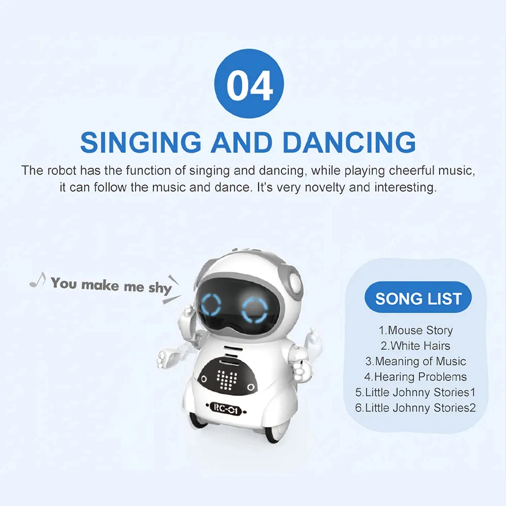 Pocket Emo Robot Talking Interactive Dialogue Voice Recognition Record Singing Dancing Telling Story Mini Robot Toy