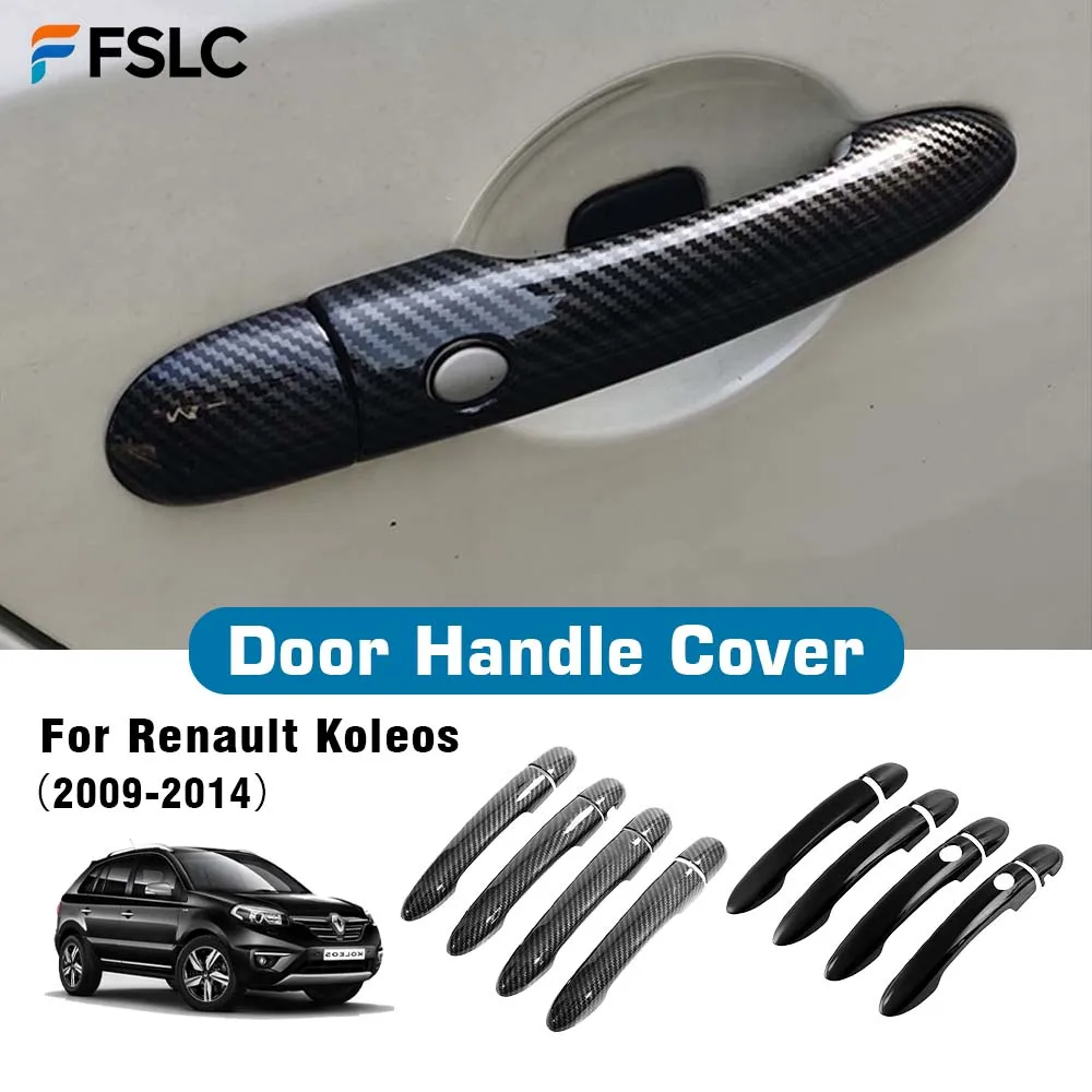 

Car Decoration Door Handle Cover For Renault Koleos 2009-2014 Carbon Fiber Chrome Silver Black Cars Accessories Exterior Styling