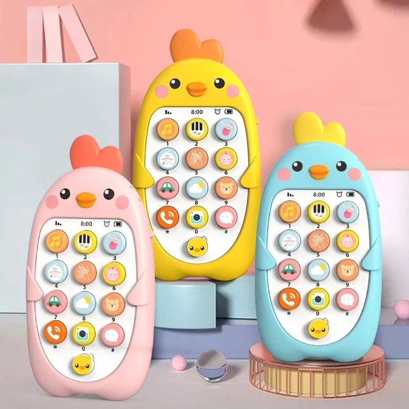 Children's Cute Chicken, Music, Mobile Phone, Electric Toys, Simulated Telephone, Teether, Light, Education, Early Education