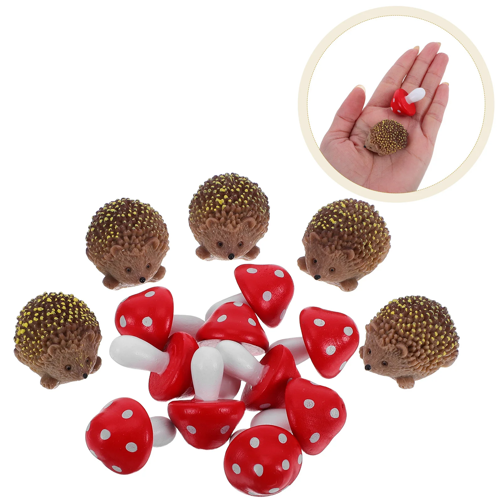 

1Set Mini Hedgehog Mushroom Resin Weather Resistant Garden Ornament Fairy Micro Landscape Decor Mini Hedgehog Mushroom