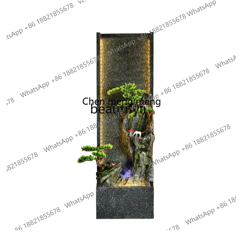 Water Curtain Wall Flowing Water Screen Living Room Entrance Lucky Rockery Fountain Landscape Garden Decoration Ornaments