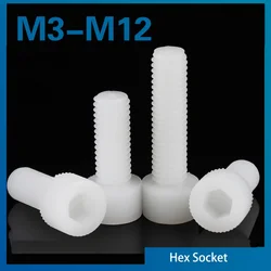5~50pcs M3 M4 M5 M6 M8 M10 M12 White Nylon Hex Socket Head Cap Screws Plastic Allen Bolts Screw for Heat/ Electricity Insulation