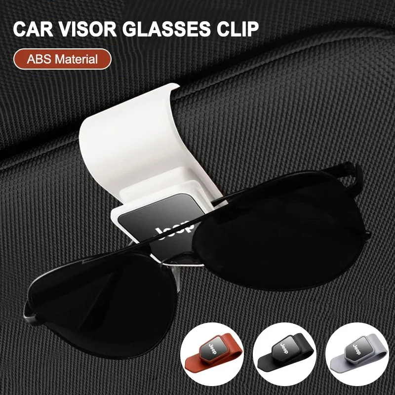 

Car Sun Visor Glasses Holder Clip Storage for Jeep Wrangler JK JL Grand Cherokee Renegade - Interior Sunglasses Accessory