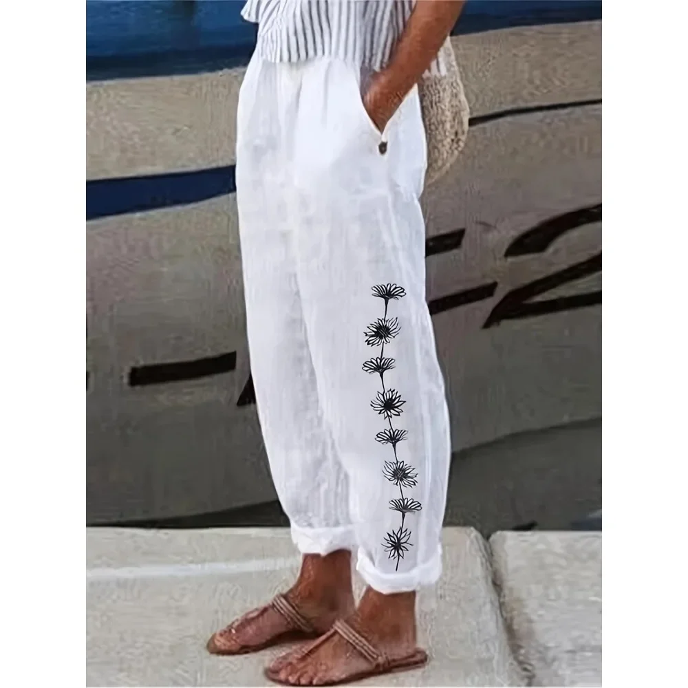 Plus Size 1XL-5XL Women's Print Trousers Comfortable Knitted Pants Fashion for All Seasons Fitted Design for Everyday Wear