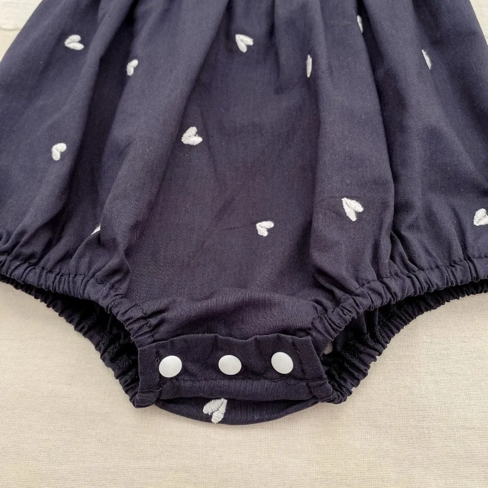 Sleeveless Girl Dress Lace Trim Big Collar Toddler Dress Sweet Heart Print Cotton Fabric Heart Print Dress