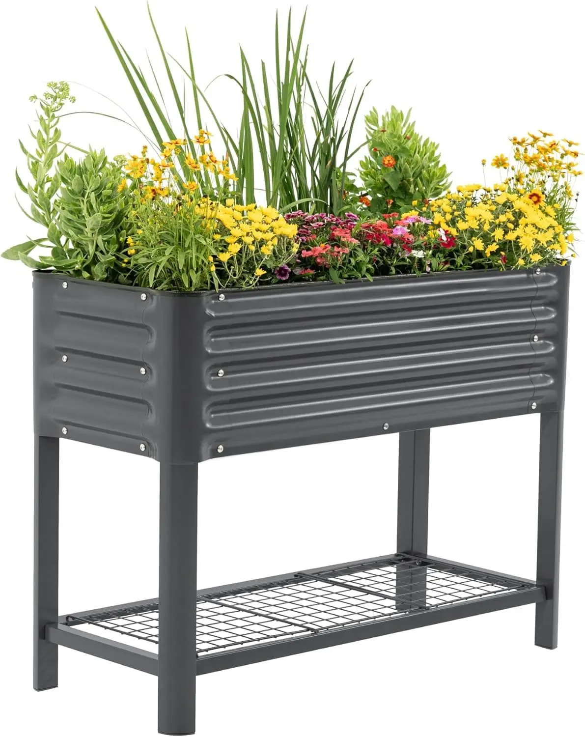 

Elevated Raised Garden Bed- Slim Series, 1.5' x 3.5' Outdoor Planters Boxes with Legs & Storage Rack for Patio, 500 Lbs
