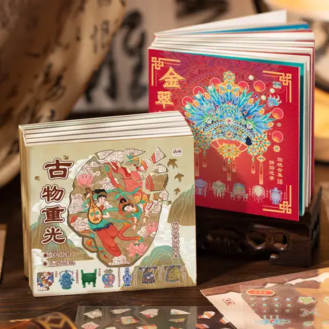 collage del tesoro antico Collezione antica 3D Libro di adesivi paesaggistici Fai da te Scena di cabina tascabile Regali di Halloween ﻿