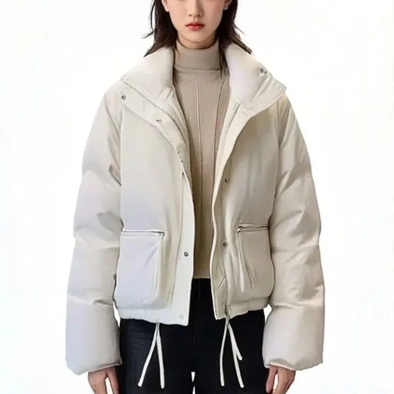 

Толстая хлопковая куртка, короткая парка, женское осенне-зимнее пальто с воротником-стойкой, корейская версия, утягивающее хлебное теплое хлопковое пальто