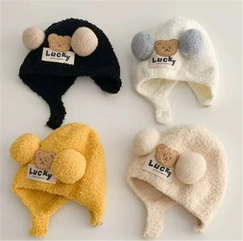 قبعات شتوية دافئة للأطفال والبنات والأولاد قبعات من الصوف مع قبعات لحماية الأذن من الصوف #1