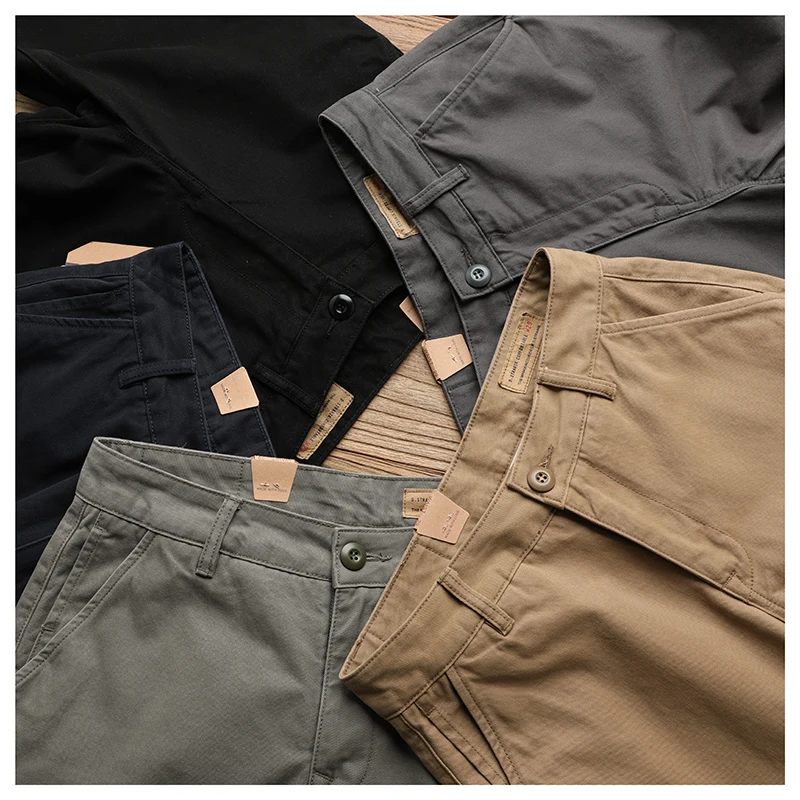 

Мужские повседневные брюки в американском ретро-стиле из чистого хлопка, прямого кроя, рабочие, из плотного твила, модный бренд