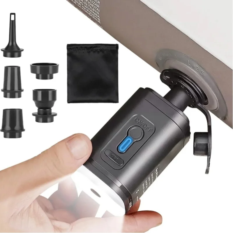 5 Düsen LED-Licht Elektrische Luftpumpe 4000Pa 280L/min, Tragbarer Kompressor für Luftmatratzen, Schlauchboote, Kissen, Sofas und Schwimmbad-Schwimmhilfen