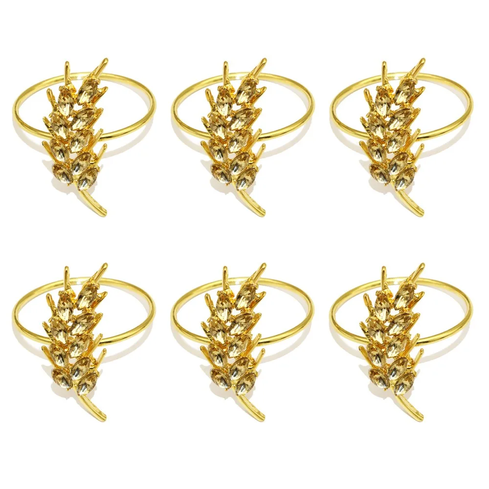 

2-60pcs Autumn wheat ear napkin button Western restaurant diamond crystal napkin ring Thanksgiving mouth cloth ring