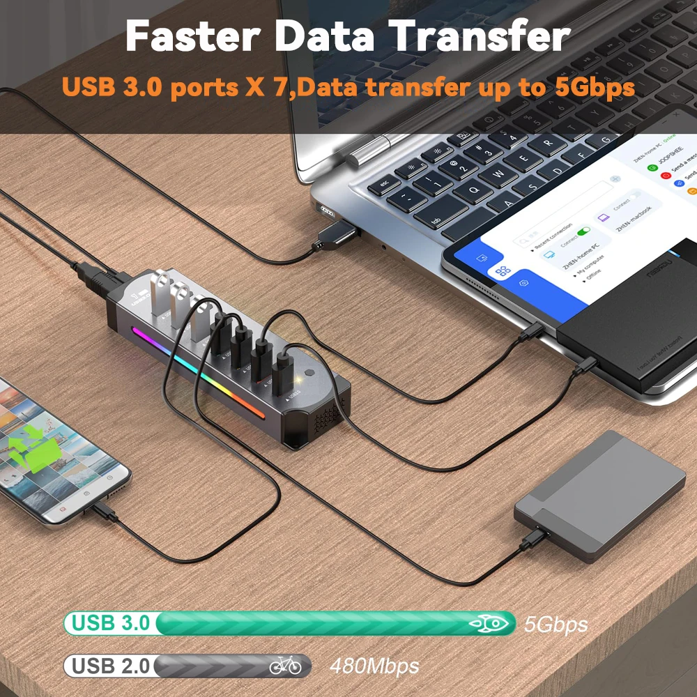USB 3.0 Hub High Speed USB 7-i - Esports Gaming Splitter recension och pris