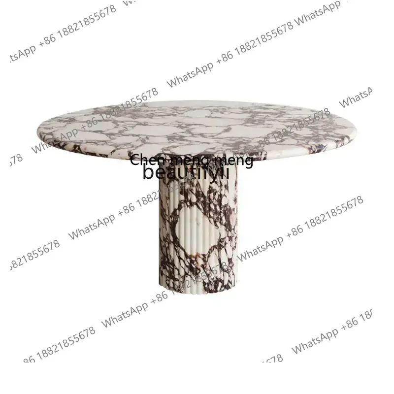 

xz1xzFrench retro natural marble round table modern simple Italian Nordic small apartment model room furniture