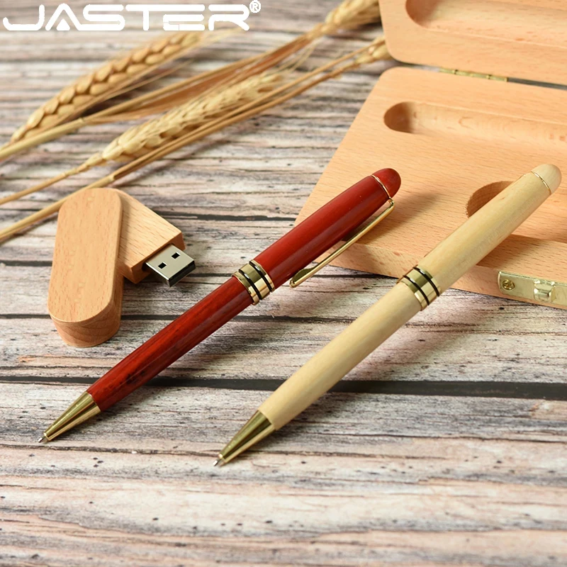 

JASTER Red Wood USB 2.0 Flash Drive 128GB Pen and Memory Stick with Wooden Box 64GB Pretty Creative Business Gift Pen Drive 32GB