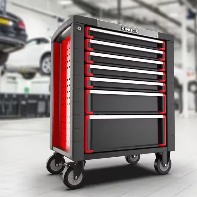 Steel Workbench Tool Cabinet With 7 Drawers Wheels Removable Shelves Keyed Locking System 3-Year Warranty 97cm Width 90cm Height