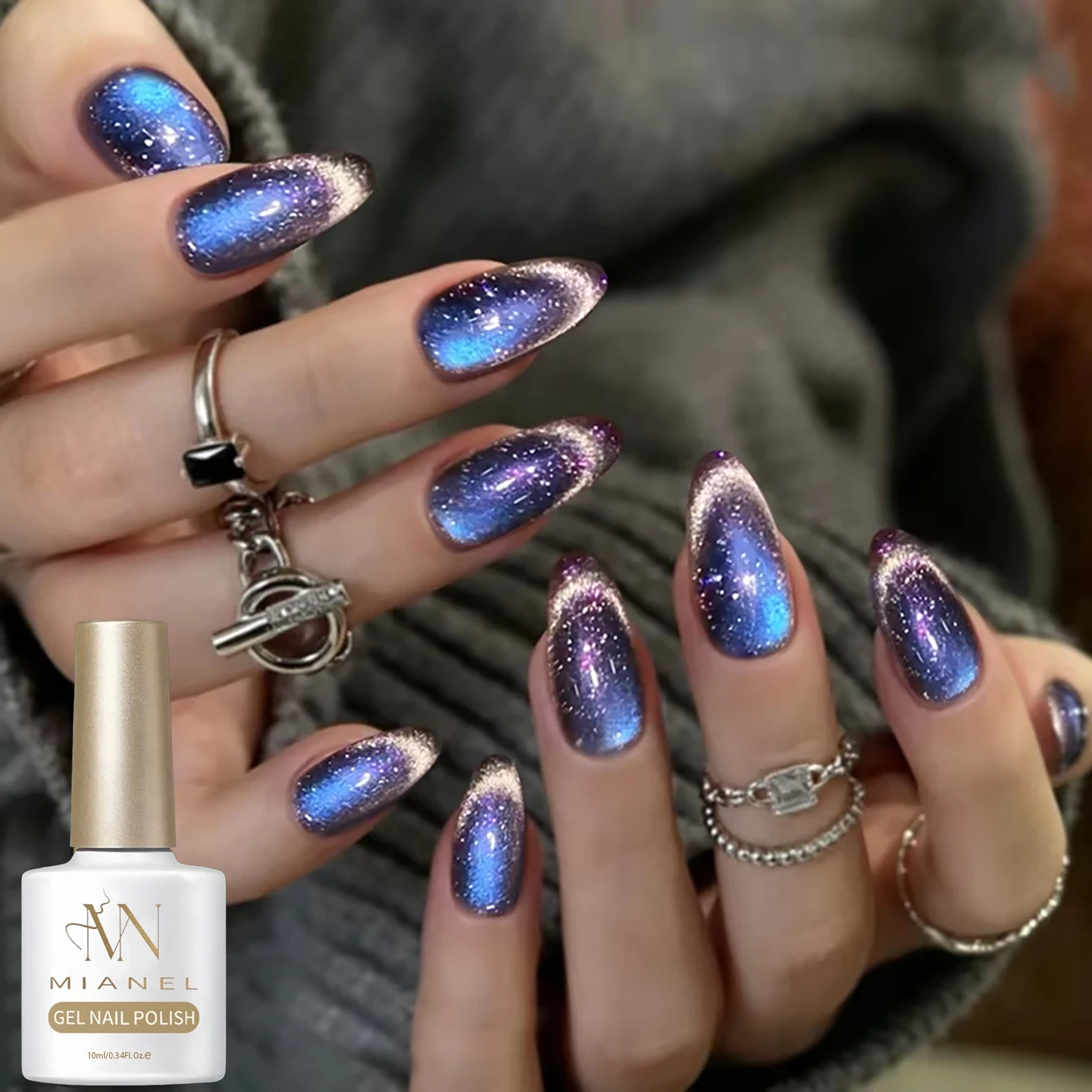 MIANEL 10ml Moonlight Rebirth Cat Eye Gel Polish 2026 New Arrival Colorful Aurora Gradient Ultra-Bling Glass Bead Nail Art