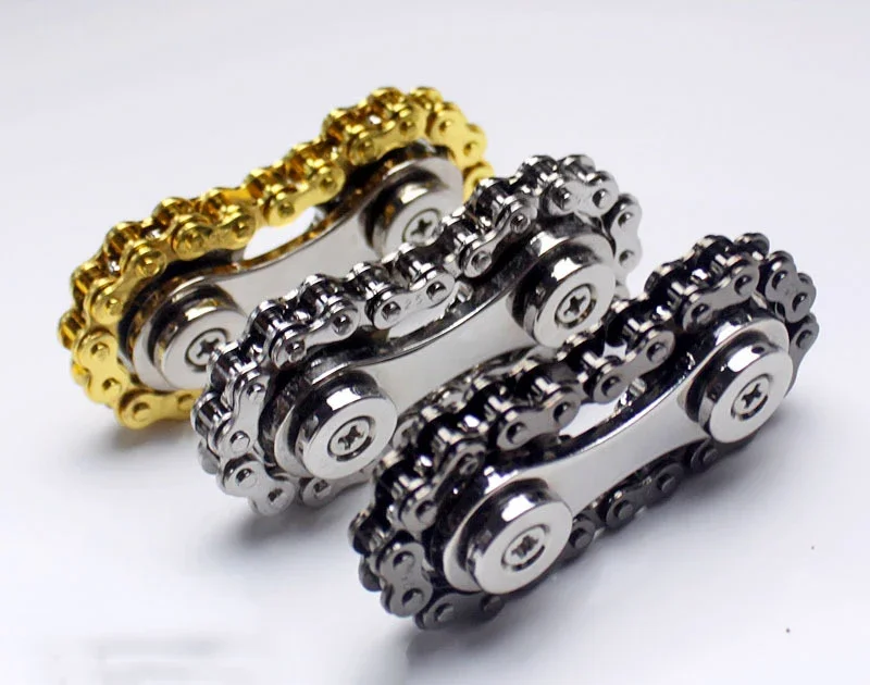 1pcsMetal Chain Spinner Fidgets Metal Flywheel Fingertip Gyro Toys Anti Stress DIY Replace Bicycle Chain Spiner Fidget Toys Kids