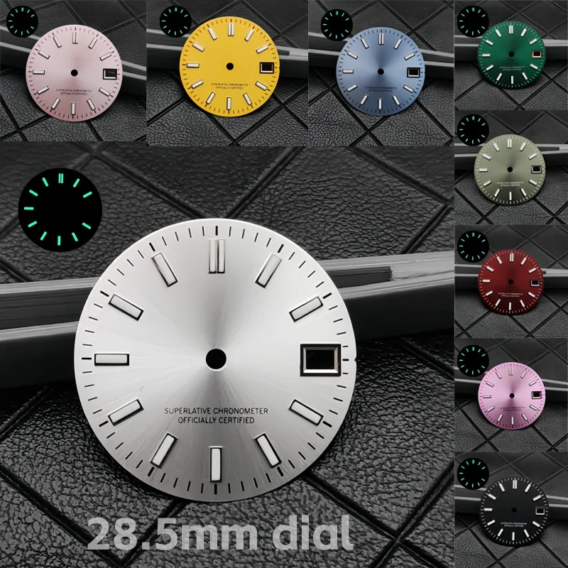 

28.5mm dial for NH35 movement, multiple colors No logo Single date window Stud surface, watch accessories 。