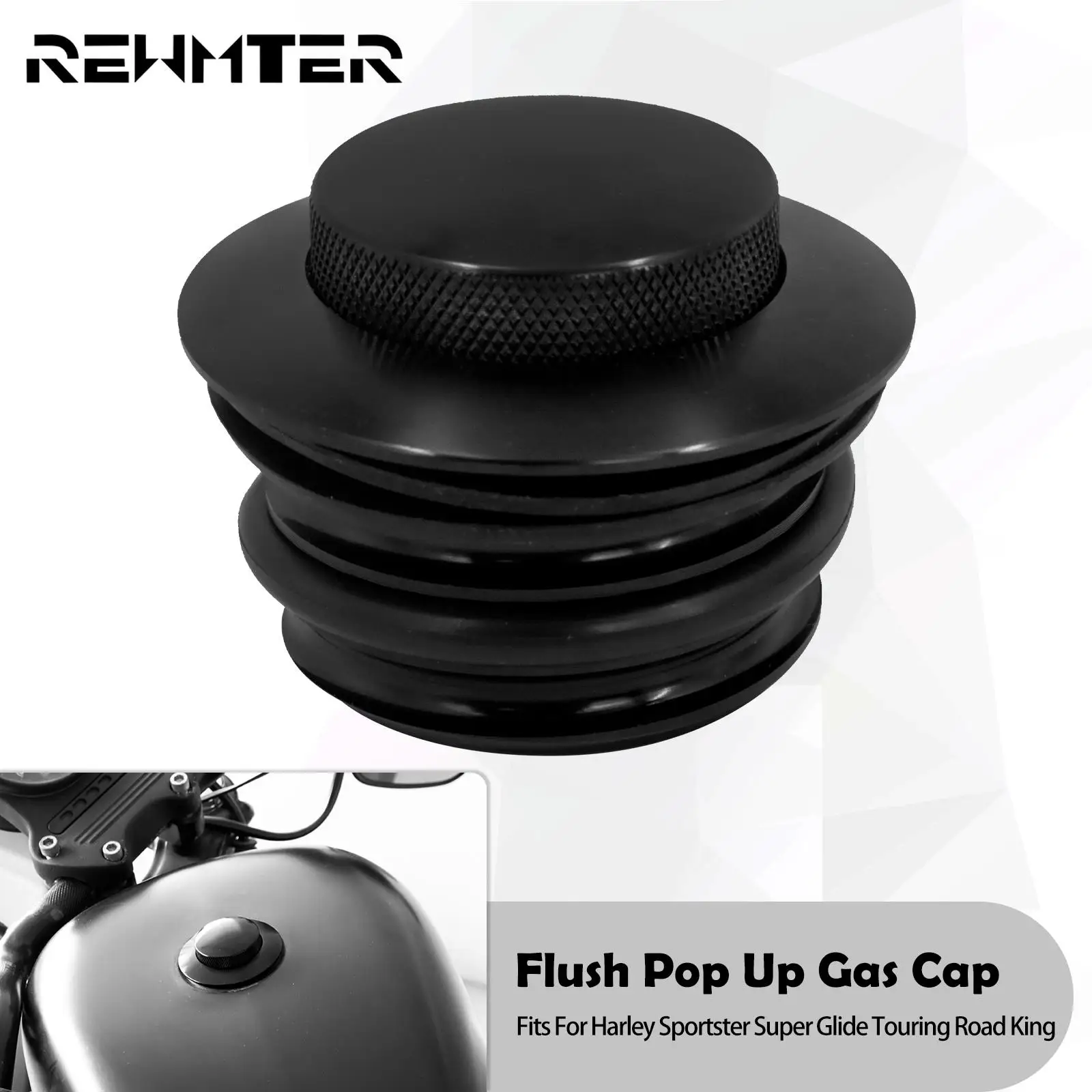 Motorcycle Black Pop Up Oil Fuel Tank Cap Right Hand Thread Gas Cap For Harley Touring Sportster Softial Dyna Fat Boy Road King