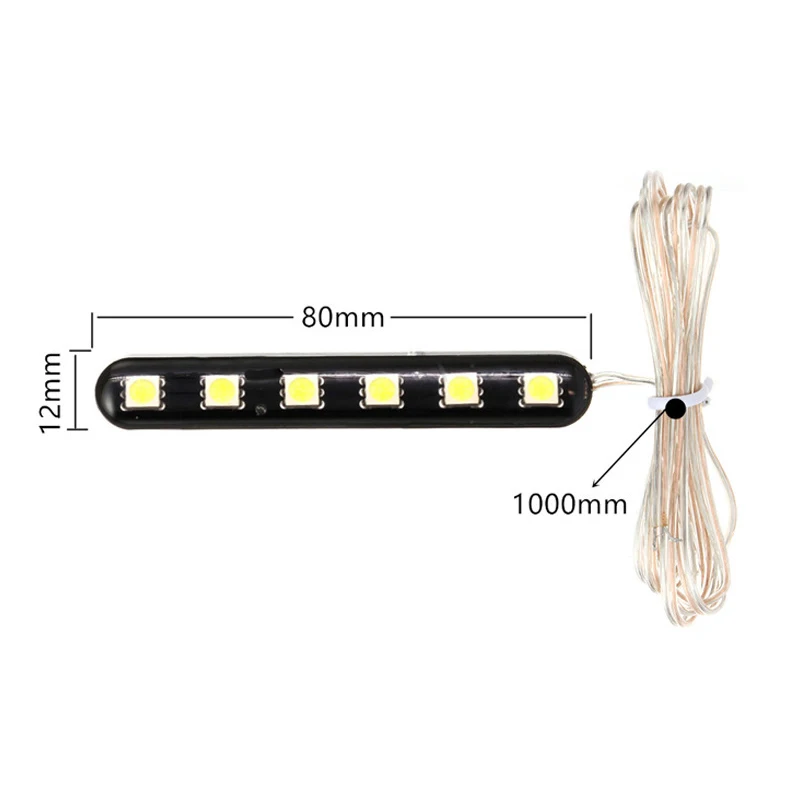 12V 6 LED Strobe Light Strip for Car Motorcycle LED Medium Grid Flash Warning Emergency License Lamp Car Moto Accessories