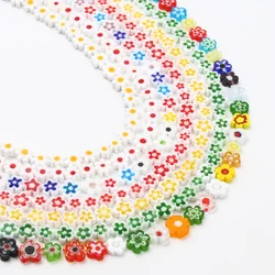 4/6/8mm Colorful Flowers Lampwork Beads Millefiori Glazed Glass Beads for DIY Bracelet Necklace Jewelry Making Accessories