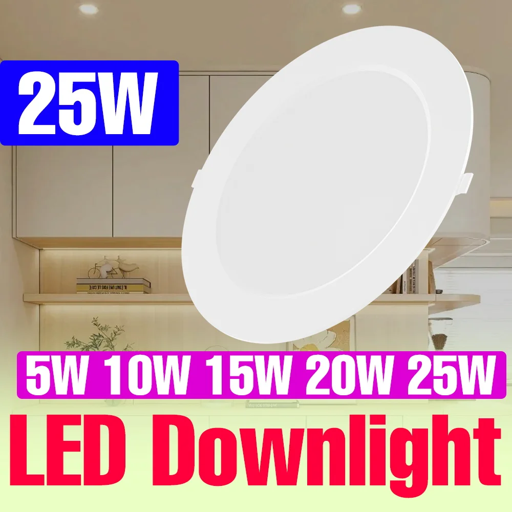 

25W LED Downlight Indoor Ultra Thin Round Panel Lamp 220V Recessed Living Room Ceiling Light Bedroom Kitche Office Nightlight