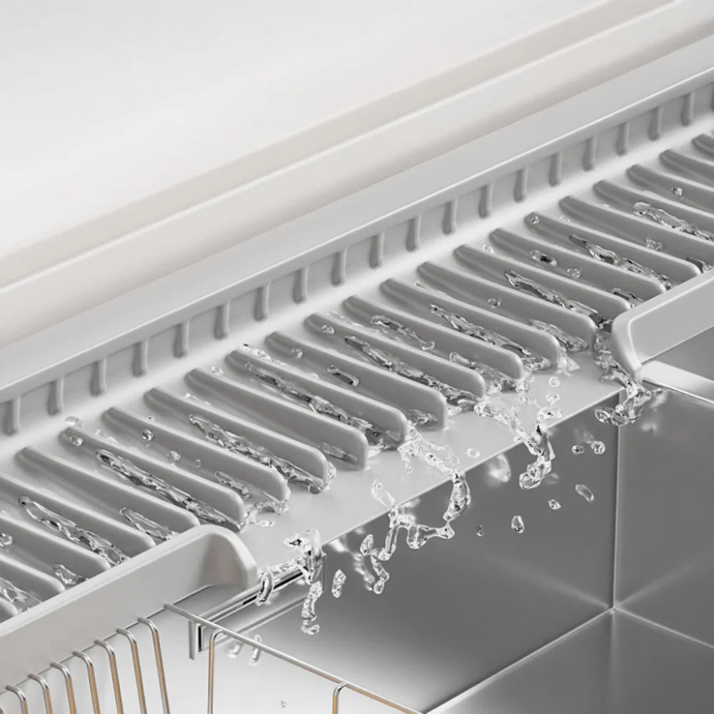 

Силиконовая сливная накладка для раковины, складная противоскользящая брызговик для кухонной раковины, упругий край, удерживающая воду на столешнице, слив