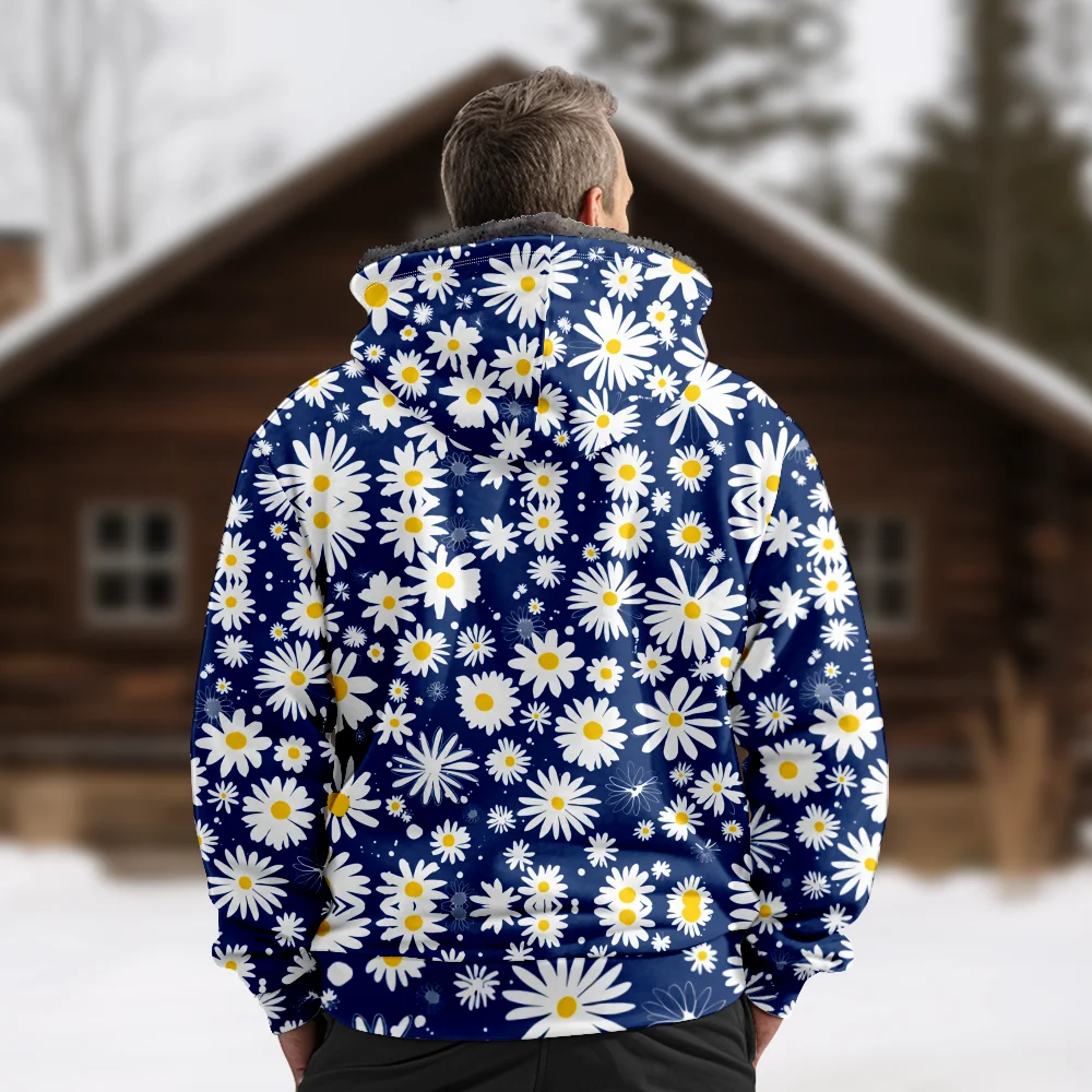 Cappotti invernali da uomo, cappotti casual ed eleganti in cotone con motivo floreale soprabito che assorbe l'umidità all'aperto quotidiano