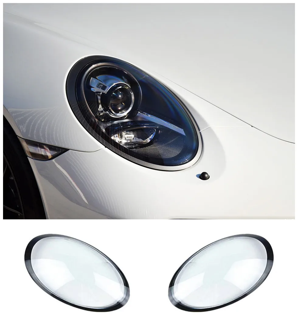 

Front headlight transparent lamp housing mask for Porsche 911 991 2016-2018 plexiglass lamp housing mask