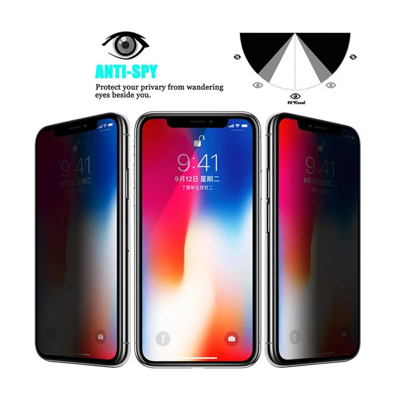 1-4Pcs 28 Degrees Privacy Screen Protectors on For IPhone 11 13 Pro Max 12 Mini X XR XS 6 7 8 Plus Anti-spy Protective Glass