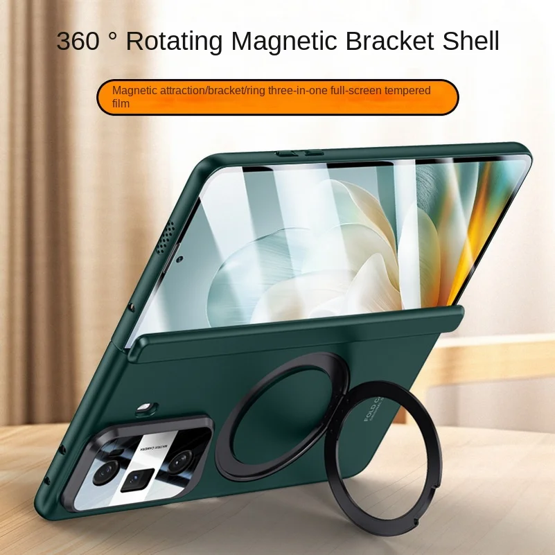

Magsafe Magnetic Metal Holder With Tempered Glass Flim Protect case For Honor Magic Vs 3 Magic Vs3 Spring Hinge Folded Cover