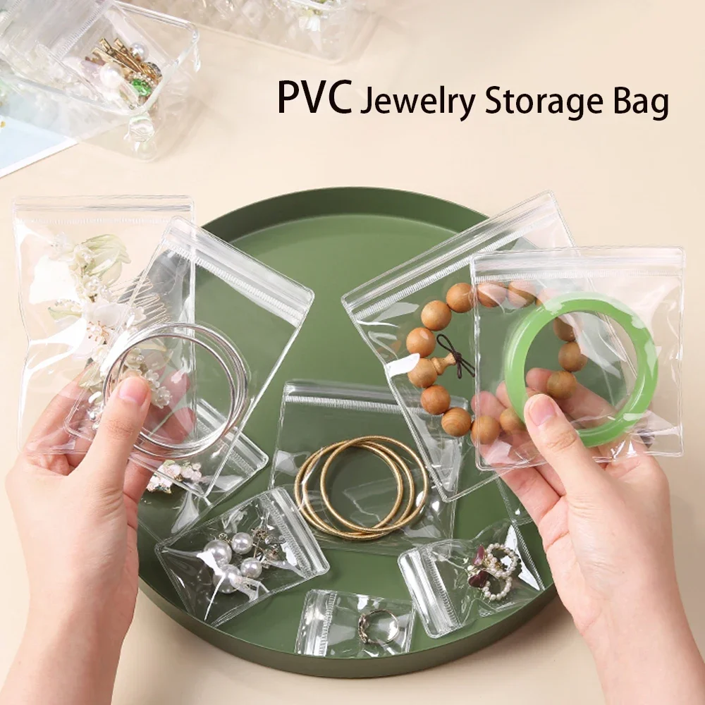 10-100pcs 0.44mm PVC Transparent Jewelry Storage Bag 5x7-10x26cm Earrings Necklaces Watches Rings Bracelets Sealed Packaging Bag