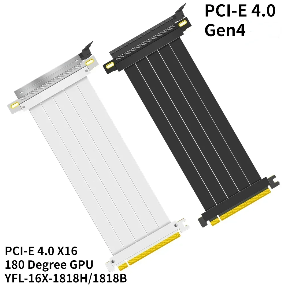 PCIE PCI-E Express 4.0 16x Gen4 Riser Cable Graphics Card Extension Cable 5-60cm Flexible 90°180° Mounting GPU Shielded Extender