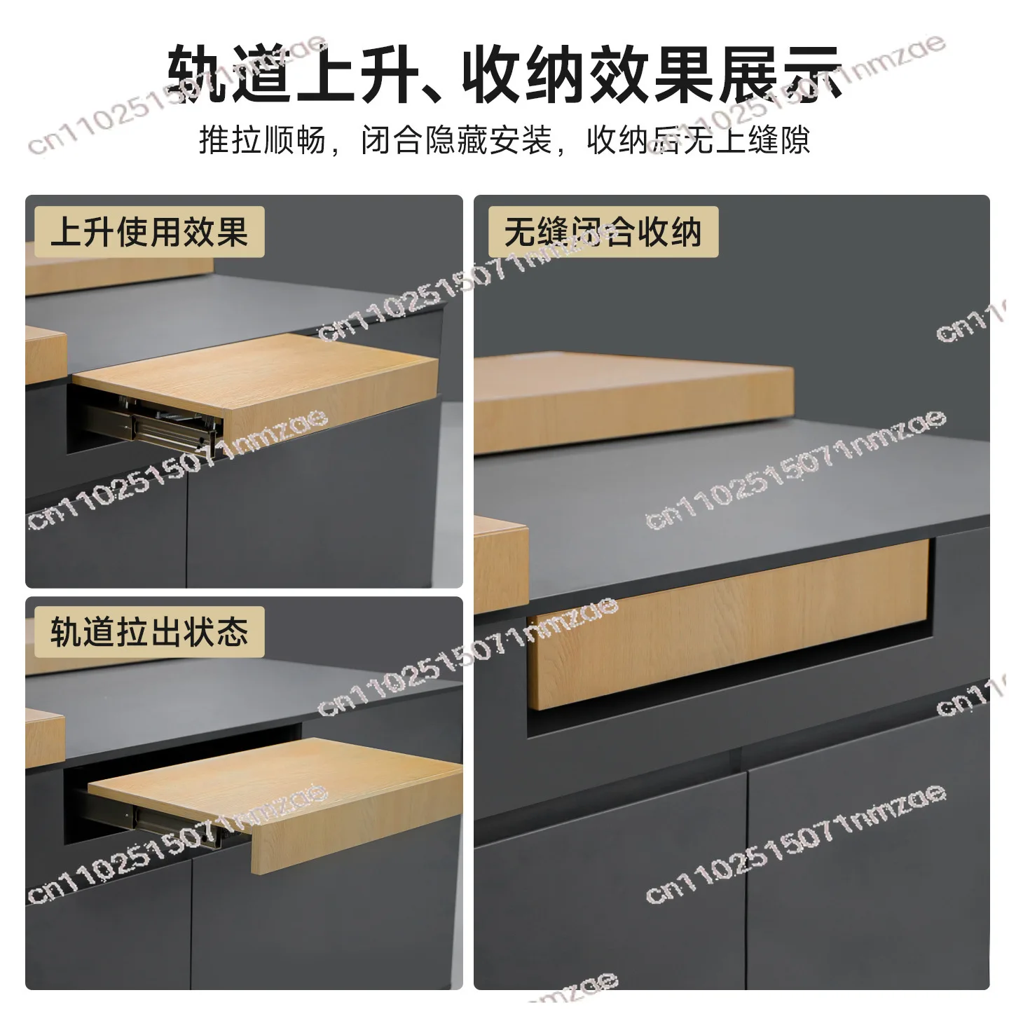 Rising Table Top Sliding Rail Hardware Kit Buffering Extension Track for Dining Table Desk Folding Table Mechanism