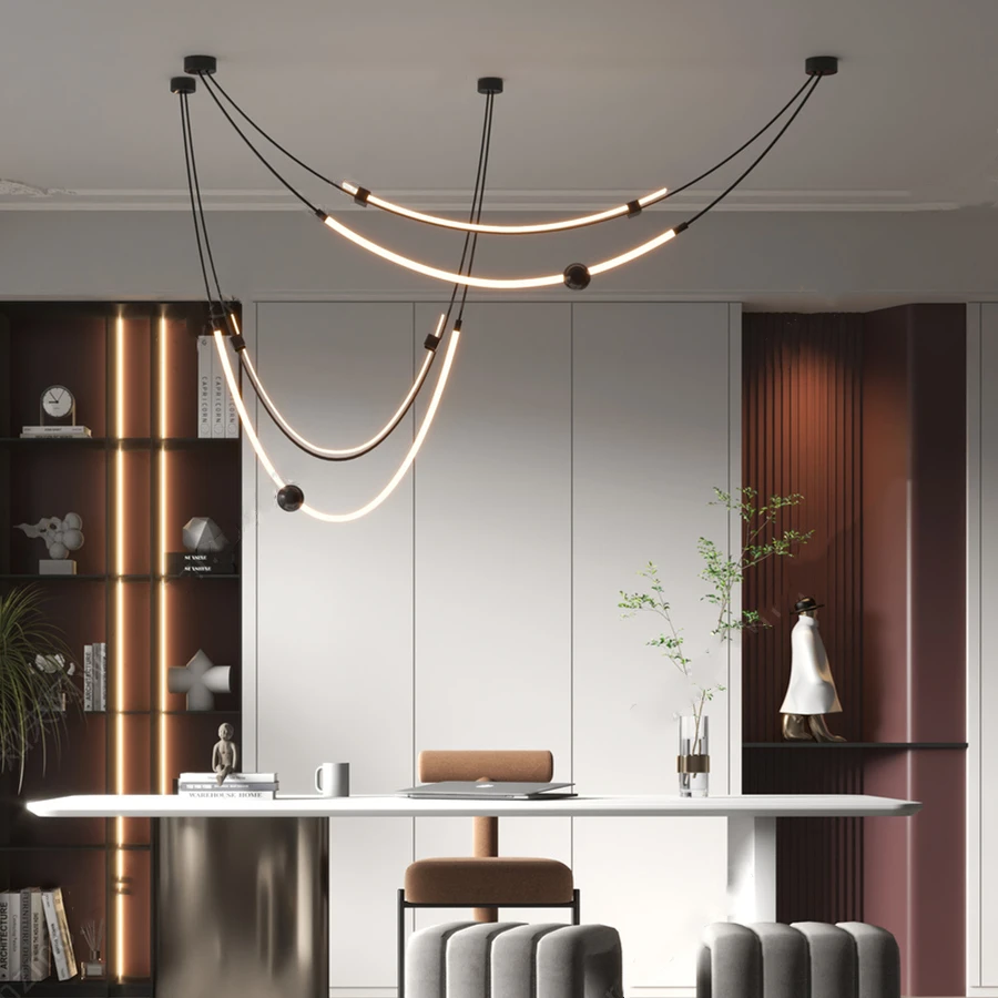 Modern LED Pendant Lights Nordic Art Line Hanging Lamp For Dinning Room/Living Room Home Art Decoration Light Fixture