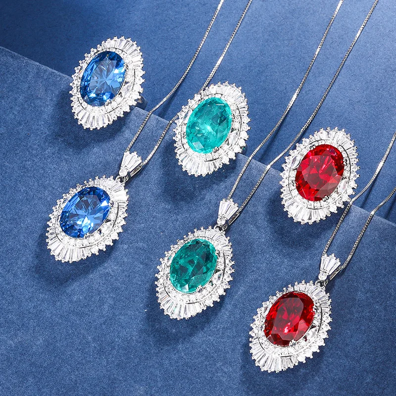 

Jewelry set with gold-plated copper base and colored gemstones, corundum, vintage style, for women, 13*18