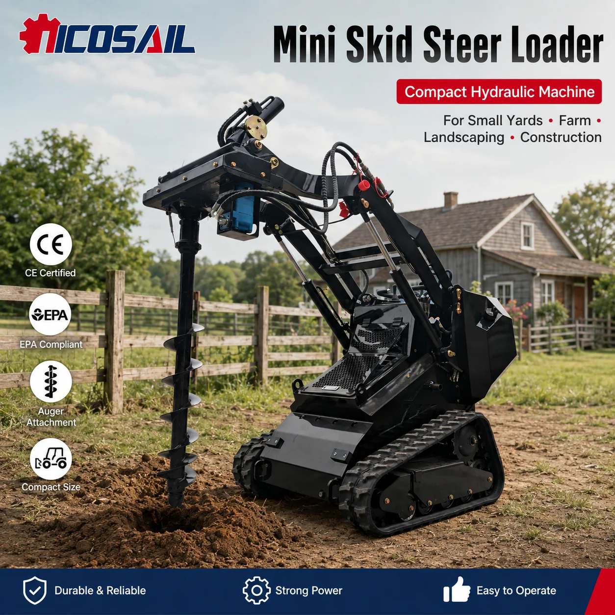 OEM Custom Mini Skid Steer Loader CE EPA Compact Hydraulic Machine for Small Yards Farm Landscaping and Construction