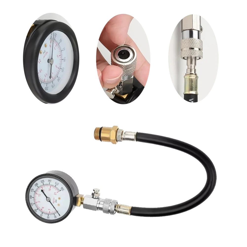 0-300psi Gasoline Engine Compression Tester Auto Petrol Gas Engine Cylinder Automobile Pressure Gauge Tester Automotive Test Kit