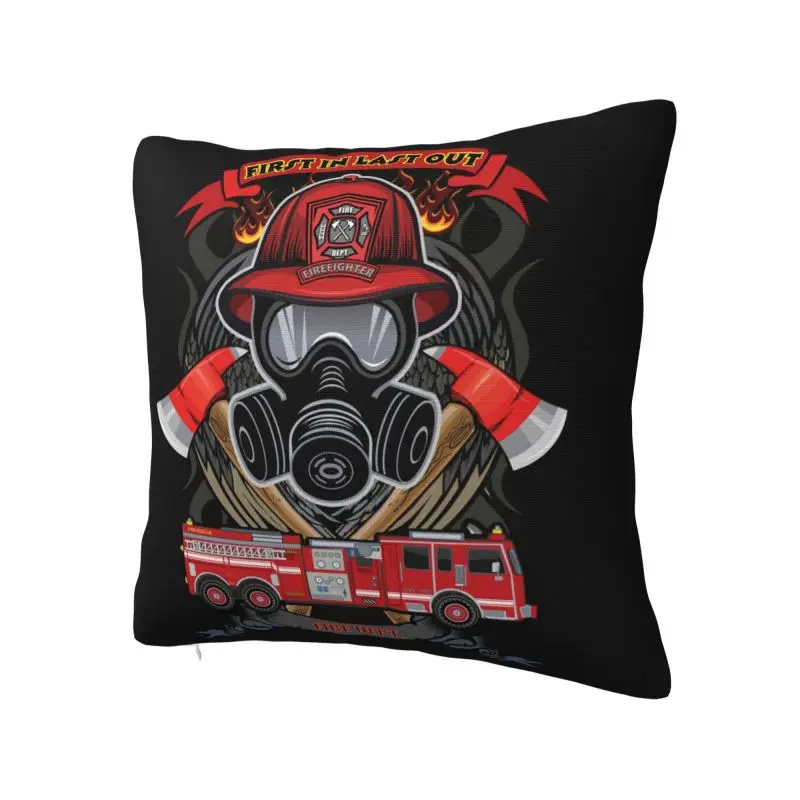 Vintage Fire Rescue Fireman Skull Firefighter Throw Pillow Covers Bedroom Decoration Nordic Cushions for Sofa Square Pillowcase