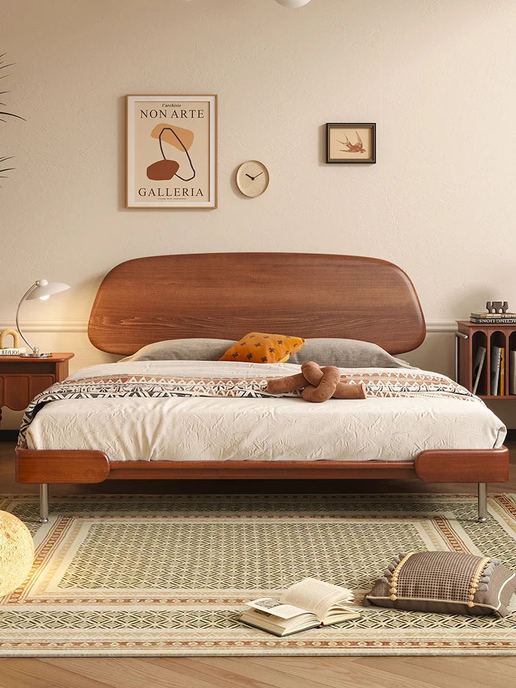 

French style solid wood bed retro single bed with no head, simple small bedroom furniture, 1.8m