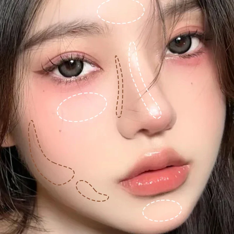 Resaltador con purpurina, sombra de ojos líquida con purpurina, ilumina el contorno, sombra lateral mate para la nariz, maquillaje de lápiz de gusano de seda Natural