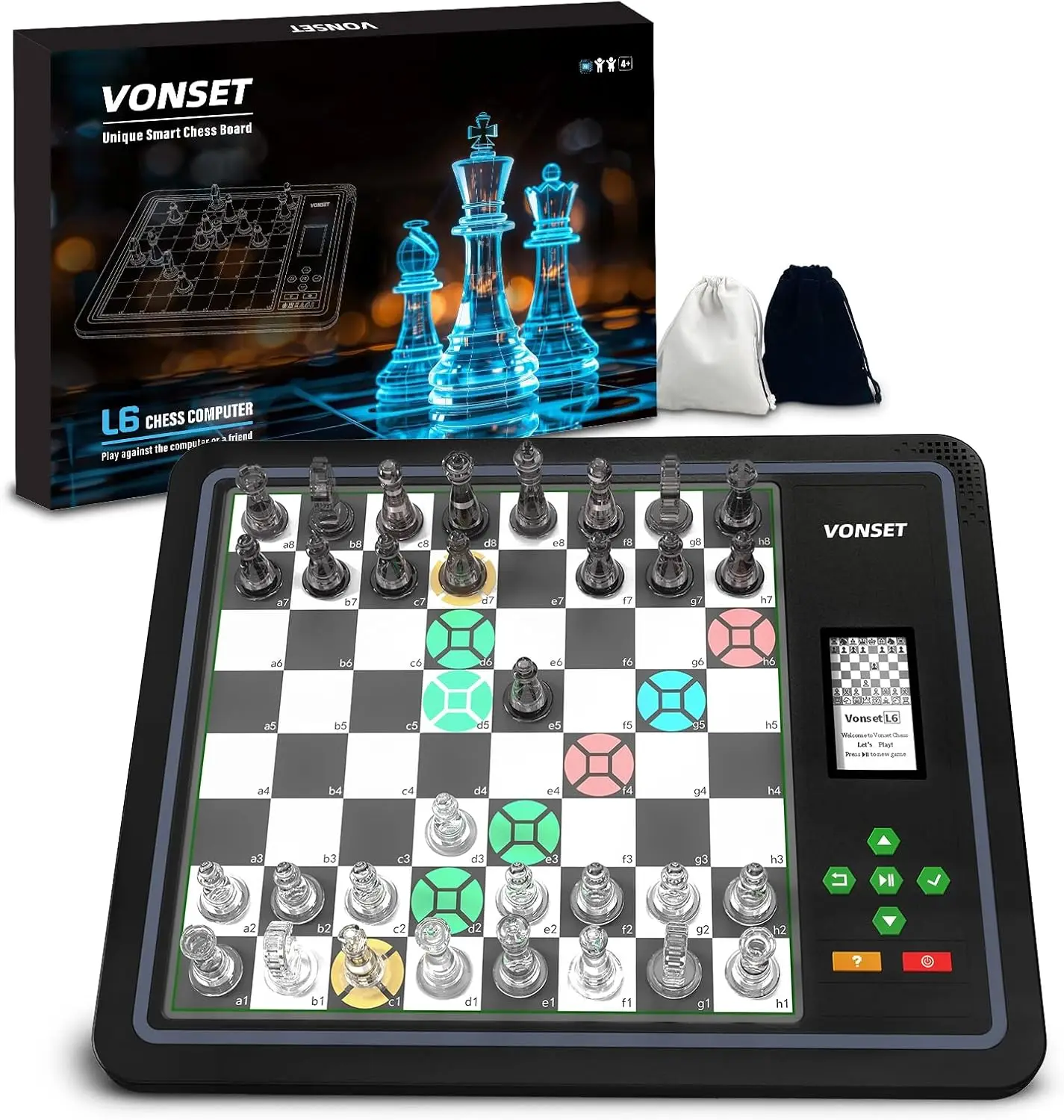 

LED Chess Board with Piece Position Display, Computer Chess Game for Beginners and Enthusiasts