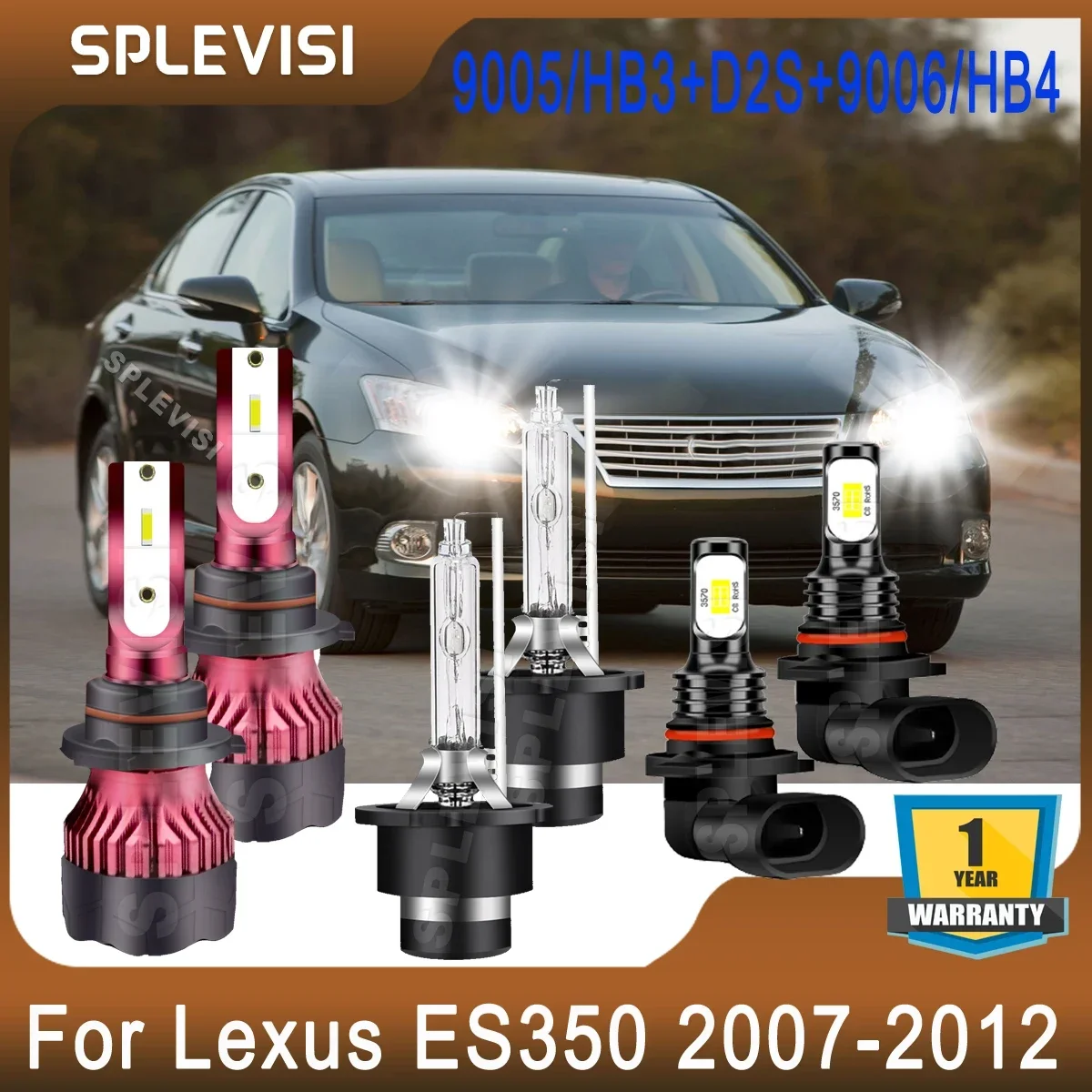 

Combo Headlights Foglight For Lexus ES350 2007 2008 2009 2010 2011 2012 9005/HB3 High Beam Xenon Lamp D2S Low Beam 9006Foglight