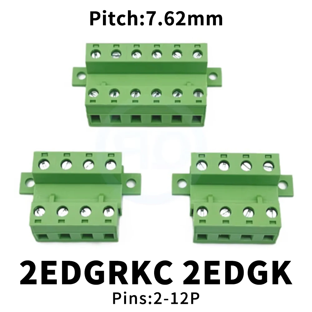 (1 Set) KF 2EDGRKC + 2EDGK - 7.62mm Solderless Butt Terminal Locking Plate Fixing Butt Plug-in Complete Set 2~12P 15EDGRKC 7.62