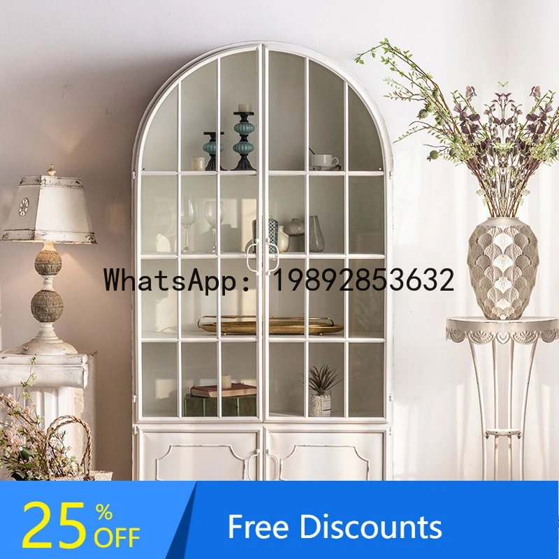 ABB White Storage Cabinet Living Room Nail Salon Display Cabinet Cosmetics Mother and Baby Store Iron Art Display Cabinet