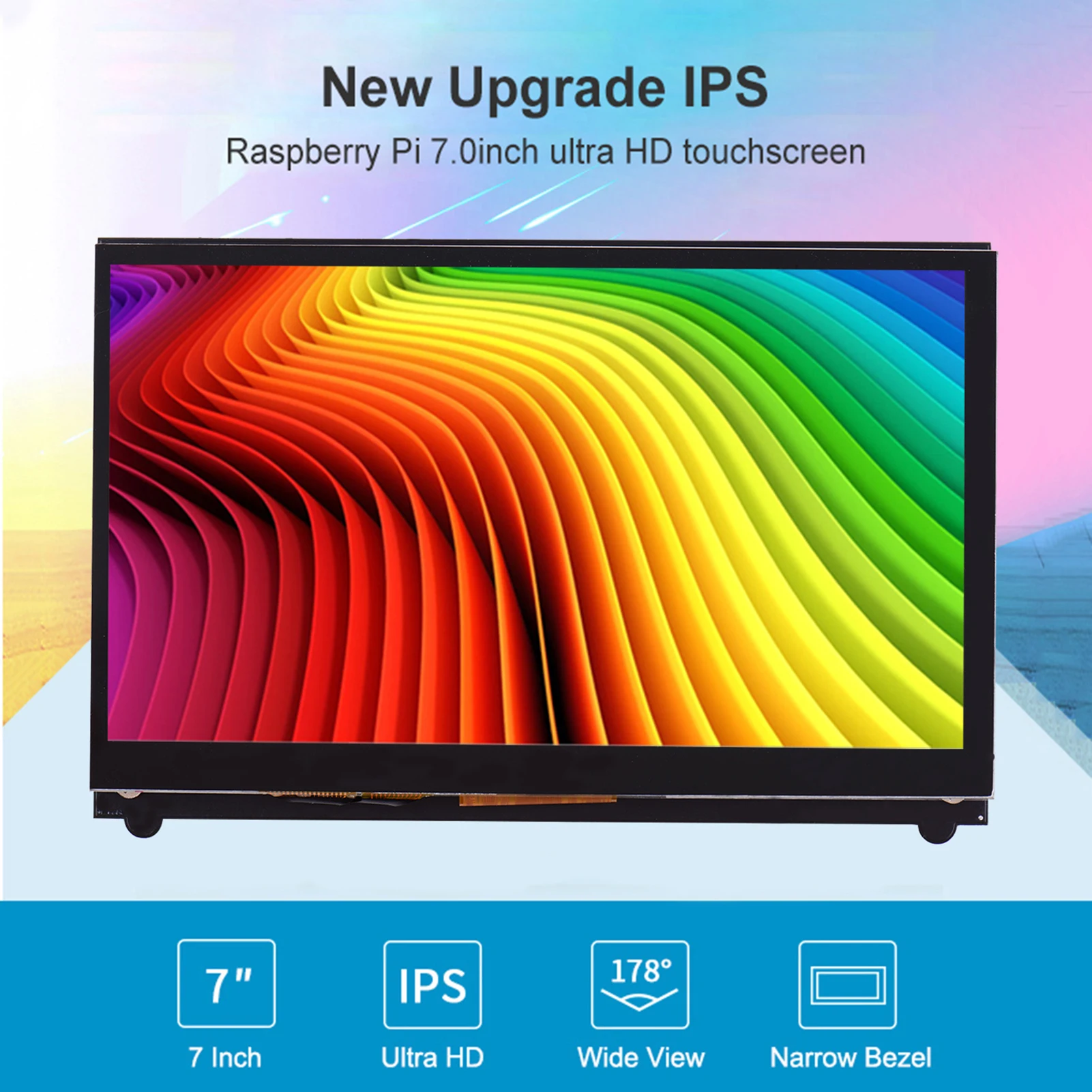 Pantalla táctil capacitiva HD IPS de 7 pulgadas, Monitor portátil pequeño con interfaz USB HD, resolución de 1024x600